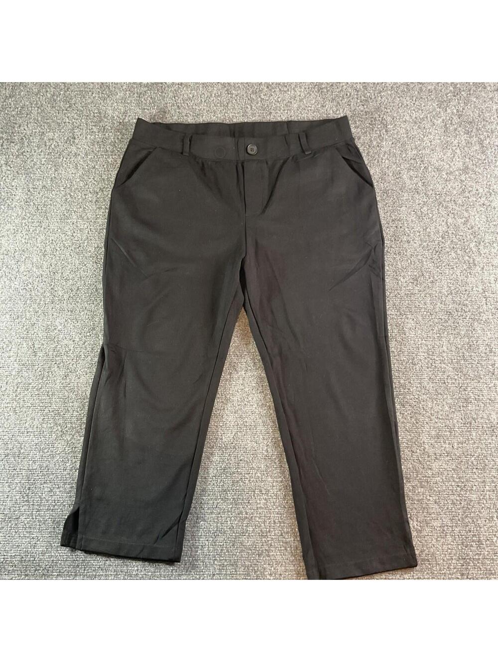 Womens  Black Dress Pant Yoga Cropped Capri Work Office Stretch Size 14
